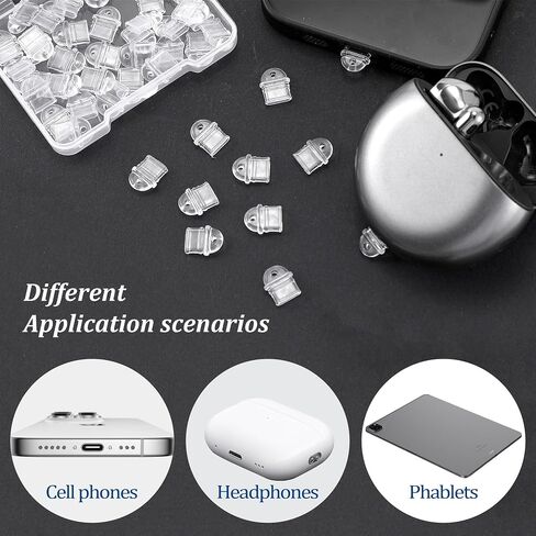 50 Pcs White Anti Dust Silicone Type C Charging Port, Dust Plug Set | Universal Clear Dust Plug Cover & Portable Protector for Phones, Laptops & Tablets in Saudi Arabia