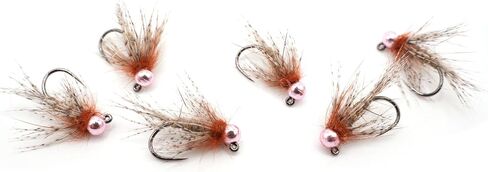 Moonlit Fly Fishing - Pettirosso Hare's Ear Nymph Flies, Size 12, 12-Pack | Classic buggy hare's ear profile weighted with a heavy tungsten bead head to drop fast into deep river slots in Saudi Arabia