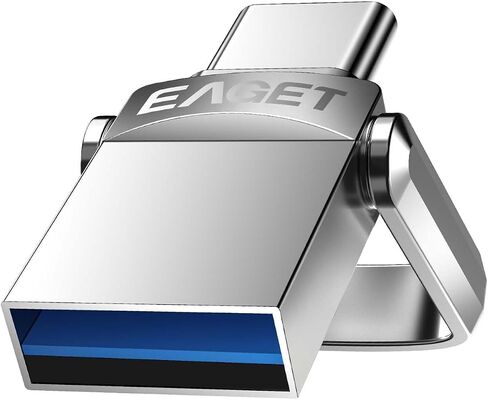 محرك أقراص فلاش EAGET سعة 32 جيجابايت، ثنائي USB 3.2 Gen 1 USB-A وUSB-C، محرك إبهام معدني دوار بسرعة 150 ميجابايت/ثانية، شريحة ذاكرة لهاتف iPhone 15/16/17، Android، الكمبيوتر اللوحي، الكمبيوتر المحمول، Mac (32 جيجابايت) in Kuwait