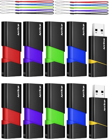 8GB USB Flash Drive 5 Pack, AreTop FAT32 USB 2.0 Thumb Drives | Slide Retractable USB Drives 8GB 5 Pack Memory Sticks for Data Storage (Mixed Color:Yellow,Red,Blue,Green,Purple) in Saudi Arabia