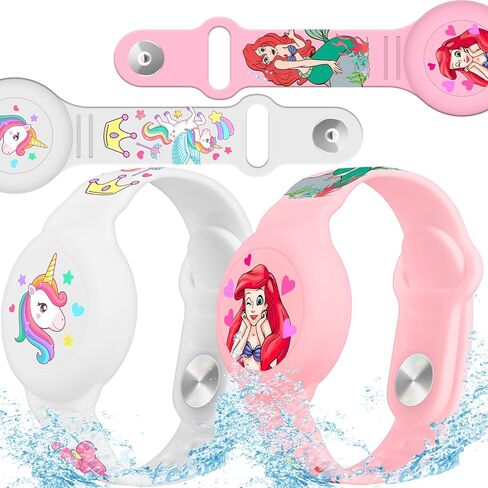 Waterproof Air Tag Bracelet for Kids [2 Pack], Cute Cartoon Air Tag Holder for Kids with Full Coverage Hidden Design, Silicone Airtag Wristband for Child, Healthy Material Red+Black in Saudi Arabia
