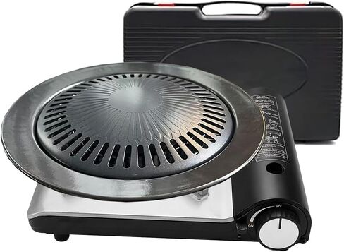 Detachable Grill Pan & Gas Stove Combo with Safety Auto-Eject | Portable Suitcase Design for Camping, Tailgating, Picnics, Indoor/Outdoor Cooking & Hot Pot in Saudi Arabia