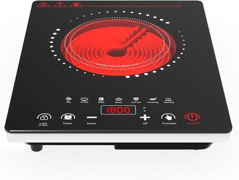 Portable Electric Cooktop GTKZW, 1800W Single Stove Burner Hot Plate with LED Touch Screen, for RV and Dorm in Kuwait