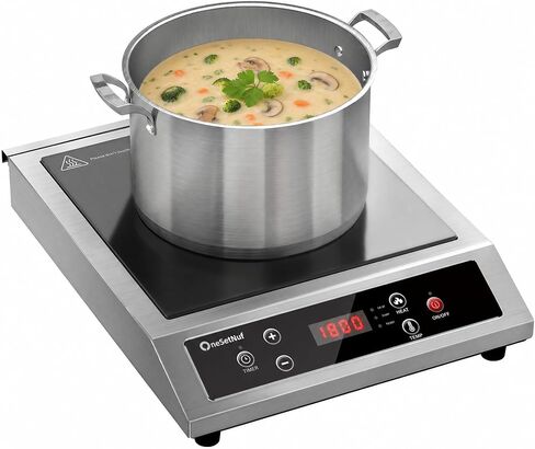 Stainless Steel Induction Cooker, with Precise Temperature Control | Professional-Grade Portable Induction Cooktop, 10-Hour Timer, 1800W Powerful Countertop Hot Plate in Saudi Arabia
