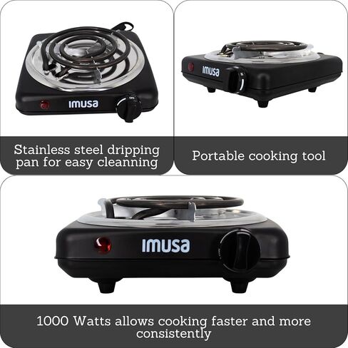 IMUSA Mini Single Electric Burner Portable 1000W, Black in Saudi Arabia