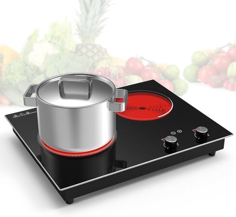 VBGK 2 burner Induction cooktop,110V 2300W double burner hot plate with LED Touch Screen, 9 Power Levels, Kids Lock & Timer, Overheat Protection, knob and touch control Double Induction Cooktop in Saudi Arabia