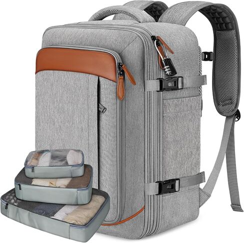 Vancropak 40L Travel Backpack for Men, Flight Approved Carry on Backpack | 17.3" Laptop Backpack, Expandable Weekender Bag with 3 Packing Cubes, Shoe Compartment, Large Anti-Theft Luggage Daypack in Saudi Arabia