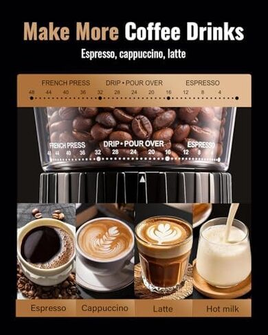 SHARDOR Espresso Machine with Grinder Bundle — Separate Conical Burr Coffee Grinder with 48 Adjustable Grind Settings, 20-Bar Espresso Machine with Steam Wand for Home Barista in Saudi Arabia