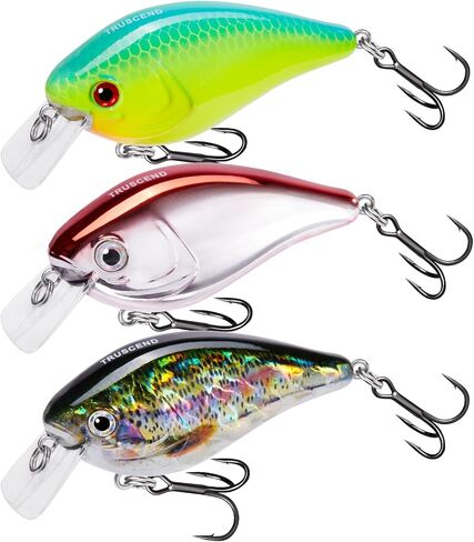 truscend من السهل اصطياد crankbait مع خطافات BKK، طُعم صيد السمك الضحل أو العميق للغوص من أجل Bass Pike Walleye، تصميم Unipue Wobble لمزيد من اللدغات، Vibe Lipless Crankbaits المياه العذبة المالحة in Kuwait