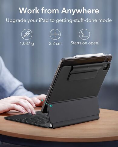 ESR for iPad Pro 12.9 Keyboard Case, Multi-Mode Magnetic Stand | For Pro 12.9" 6/5/4/3th, Secure Magnetic Lock, Detachable Case, Precision Multi-Touch Trackpad, Rebound 360 Series, Black in Saudi Arabia