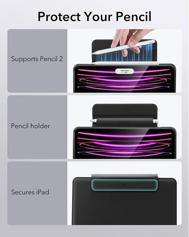 ESR for iPad Pro 12.9 Keyboard Case, Multi-Mode Magnetic Stand | For Pro 12.9" 6/5/4/3th, Secure Magnetic Lock, Detachable Case, Precision Multi-Touch Trackpad, Rebound 360 Series, Black in Saudi Arabia