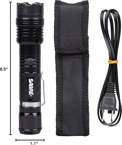 SABRE 2-in-1 Tactical Stun Gun with LED Flashlight, Self Defense Stun Gun with 2.517 µC Charge Produces Intolerable Pain, 130 Lumen LED Light, Safety Switch, Belt Holster, Rechargeable Battery in Saudi Arabia