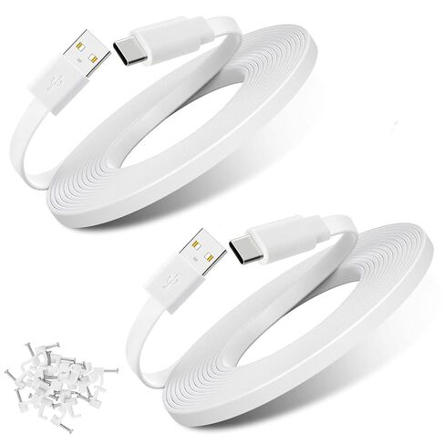 2Pack 20FT Type C Extension Cable for CCTV Security Camera, Ring Pan-Tilt Indoor Cam 2024 Release,Tapo TP-Link 2K C120 Camera,Petcube Cam 360,Flat USB C Extension Charging Cord in Saudi Arabia