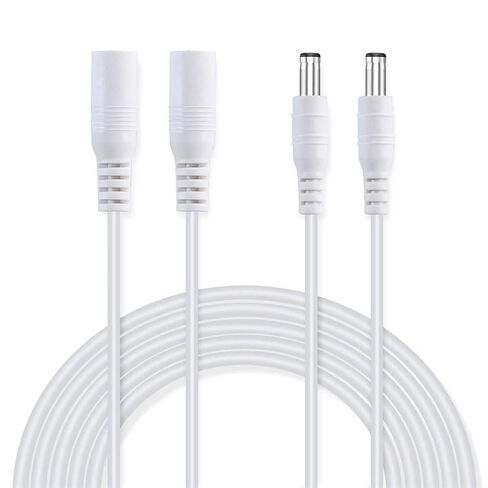 2 Pack Power Extension Cable 12ft 2.1mm x 5.5mm Compatible with DC 5V 12V 24V for CCTV Security Camera IP Camera Standalone DVR, LED Strip String Light-Male to Female (White) in Saudi Arabia
