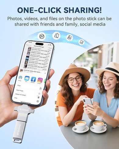 MFi Certified Photo Stick 128GB USB 3.0 Flash Drive for iPhone, 4 in 1 External Thumb Drive for Picture Video Saver and Backup, High Speed Memory Stick USB Drive for iPhone/iPad/Android/PC (Silver) in Saudi Arabia