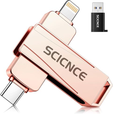 عصا صور لمحرك فلاش للهاتف بسعة 512 جيجابايت، عصا ذاكرة USB للنسخ الاحتياطي وتخزين الصور والفيديو، لا يتطلب تطبيق، متوافقة مع أجهزة iPhone iPad Android PC، رمادي فلكي in Kuwait