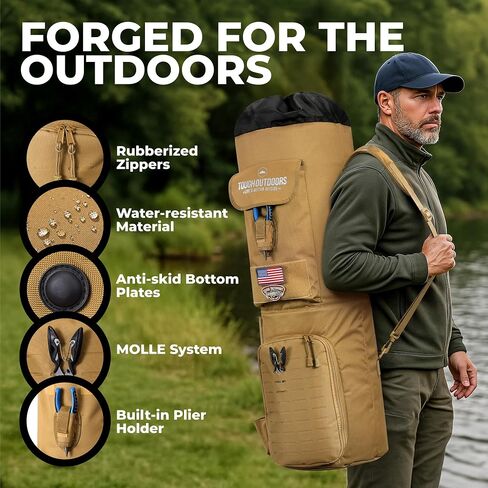 Tough Outfitters Fishing Rod Case - Fishing Pole Case for Travel & Storage - Pole Carrier Bag with Adjustable Shoulder Strap in Saudi Arabia