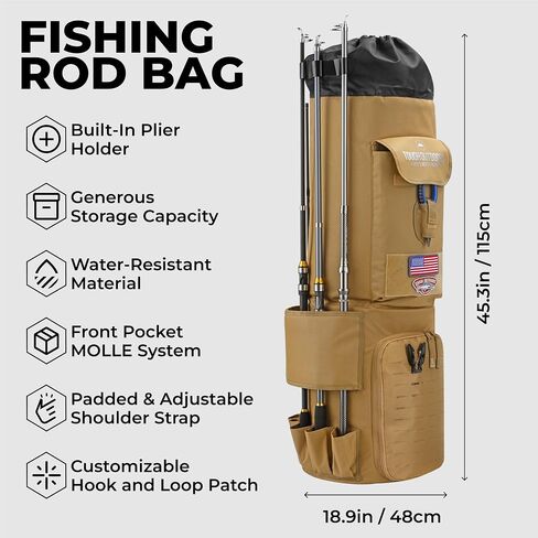 Tough Outfitters Fishing Rod Case - Fishing Pole Case for Travel & Storage - Pole Carrier Bag with Adjustable Shoulder Strap in Saudi Arabia