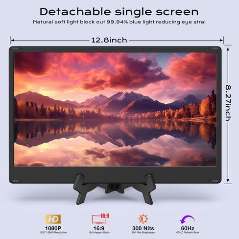 موسع شاشة الكمبيوتر المحمول، موسع شاشة الكمبيوتر المحمول 14 بوصة FHD 1080P، قاعدة قابلة للتمدد وشاشة قابلة للفصل، التوصيل والتشغيل، موسع شاشة ثلاثي متوافق مع أنظمة التشغيل Windows وMac وChrome in Kuwait