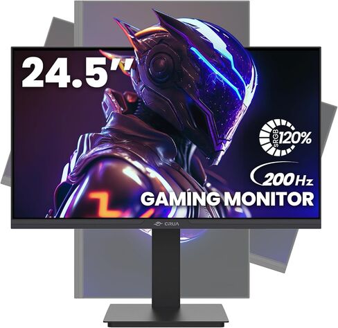 CRUA 24.5" FHD 200Hz Vertical Monitor, Height/Pivot/Swivel/Tilt Adjustable | 120%sRGB Color, FreeSync, HDMI/DP, Low Blue Light, and 75x75mm Wall Mount for PC Gaming, Coding, Streaming, Study, and Office in Saudi Arabia