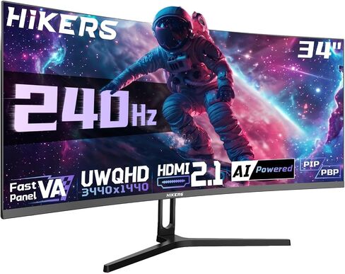 Hikers 27 Inch Curved Gaming Monitor 280Hz 240Hz 1ms 2K Gaming Monitor | 2K WQHD 1440P HDMI 2.1×2 & DP 1.4×1 Fast VA 5000:1 Contrast, 134% sRGB 1500R VESA (G27H1Q Pro Includes One HDMI 2.1 Cable) in Saudi Arabia