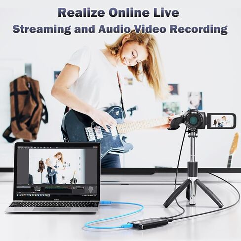 Video Capture Card, 4K HDMI Audio Capture Card Video Recorder with Mic and HDMI Loop-Out for Gaming/Live Streaming/Conference, Works for Nintendo Switch/PS5/Camera/Xbox/OBS in Kuwait