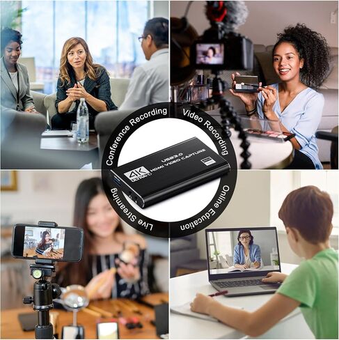 Video Capture Card, 4K HDMI Audio Capture Card Video Recorder with Mic and HDMI Loop-Out for Gaming/Live Streaming/Conference, Works for Nintendo Switch/PS5/Camera/Xbox/OBS in Kuwait