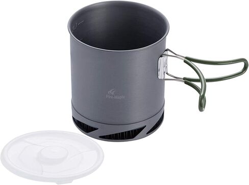 Fire-Maple XK6 Camping Pot with Heat Exchanger 1L Ultralight Portable Pot | Boil 30% Faster with Heat Exchanger Base, Foldable Insulated Handle, Hard Anodized Aluminum, 1L, 190g in Saudi Arabia