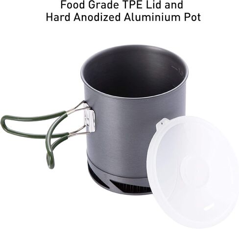 Fire-Maple XK6 Camping Pot with Heat Exchanger 1L Ultralight Portable Pot | Boil 30% Faster with Heat Exchanger Base, Foldable Insulated Handle, Hard Anodized Aluminum, 1L, 190g in Saudi Arabia