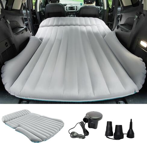 KMZ SUV Air Mattress Double-Sided Inflatable Car Mattress Camping Bed with Pump for SUV Trunk & Rear Seat - Blue (Light Gray) (Light Gray) in Saudi Arabia