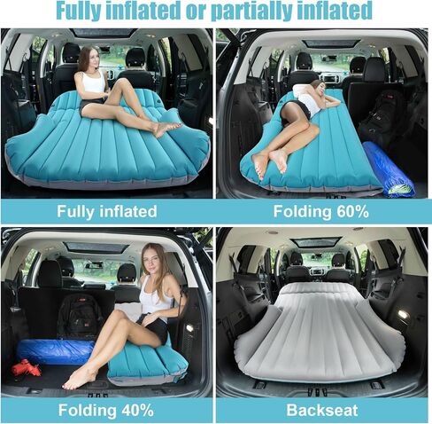 KMZ SUV Air Mattress Double-Sided Inflatable Car Mattress Camping Bed with Pump for SUV Trunk & Rear Seat - Blue (Light Gray) (Light Gray) in Saudi Arabia