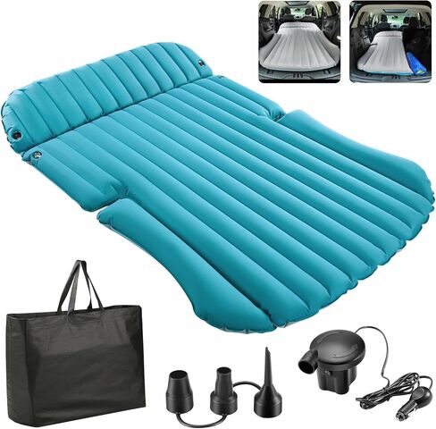 KMZ SUV Air Mattress Double-Sided Inflatable Car Mattress Camping Bed with Pump for SUV Trunk & Rear Seat - Blue (Light Gray) (Light Gray) in Saudi Arabia