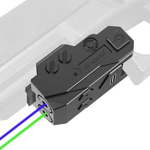 Gmconn Adjustable Rail Mount Double Laser Sight with Strobe/Momentary | Low Profile Dual Blue/Red and Green Laser Beam Compatible with Glock/ Picatinny Rail in Saudi Arabia