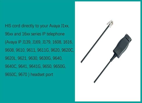 HIS Adapter Cable Compatible with Plantronics QD Headset to Avaya J100, 1600, 9600 IP Phones: 1608 1616 9608 9610 9611 9620 9621 9630 9640 9641 9650 9670 in Saudi Arabia