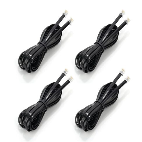 3.3FT - 4Pack RJ12 كابل الهاتف 6P6C، أسود، ذكر إلى ذكر سلكي مستقيم لكل من نقل البيانات والإشارات الصوتية لسلك الهاتف والفاكس ومودم DSL والطابعة والراديو in Kuwait