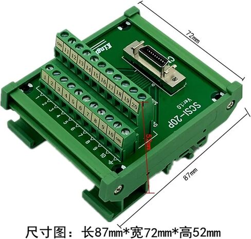 SCSI-20P SCSI CN20 MDR Female Breakout Board 20 Pin Terminal Module Adapter DIN Rail Mounting HPCN20P(20PTB and 0.5m Cable) in Saudi Arabia
