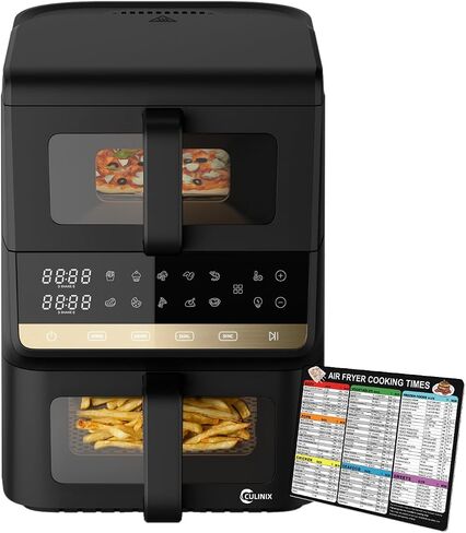 10.5QT Dual-Basket Air Fryer 10-in-1 Vertical Air Fryer with Window | Compact dual-zone air fryer for family cooking, bakes/dehydrates/reheats, dishwasher-safe parts, independent light in Saudi Arabia