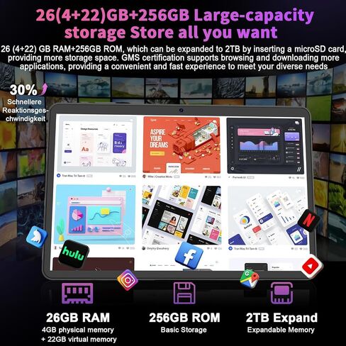 Android Tablet 10 inch, 2026 Android 16 Tablet with Keyboard, 26GB+256GB (2TB Expand), Gemini AI Tablet with 8-Core, 8000mAh, 5G WiFi, Widevine L1, 2 in 1 Tablets PC with Case/Mouse/Stylus-Black Case in Saudi Arabia
