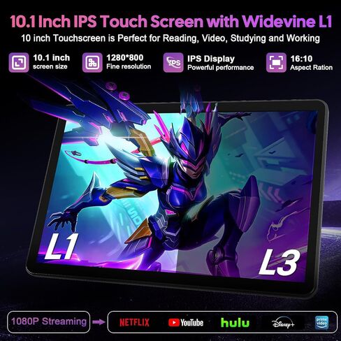 Android Tablet 10 inch, 2026 Android 16 Tablet with Keyboard, 26GB+256GB (2TB Expand), Gemini AI Tablet with 8-Core, 8000mAh, 5G WiFi, Widevine L1, 2 in 1 Tablets PC with Case/Mouse/Stylus-Black Case in Saudi Arabia
