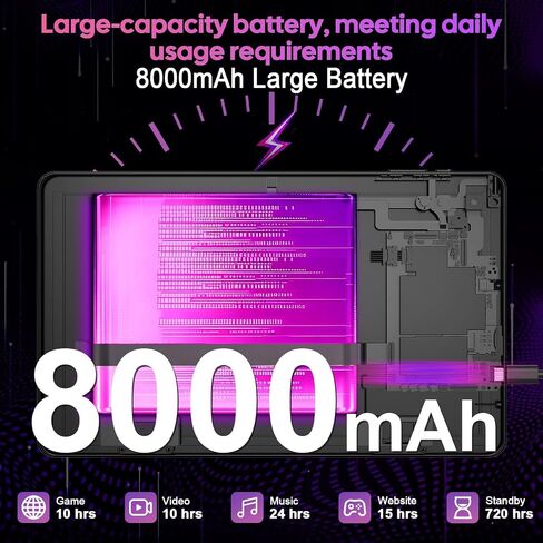 Android Tablet 10 inch, 2026 Android 16 Tablet with Keyboard, 26GB+256GB (2TB Expand), Gemini AI Tablet with 8-Core, 8000mAh, 5G WiFi, Widevine L1, 2 in 1 Tablets PC with Case/Mouse/Stylus-Black Case in Saudi Arabia