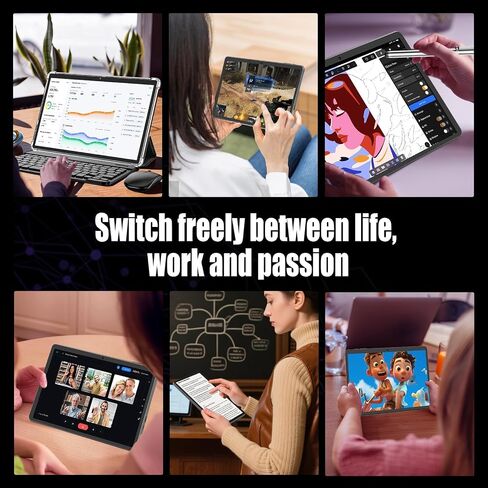 Android Tablet 10 inch, 2026 Android 16 Tablet with Keyboard, 26GB+256GB (2TB Expand), Gemini AI Tablet with 8-Core, 8000mAh, 5G WiFi, Widevine L1, 2 in 1 Tablets PC with Case/Mouse/Stylus-Black Case in Saudi Arabia