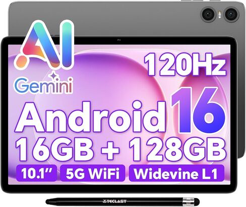 TECLAST 10.1" P30T Android 16 Tablet, Octa-core,16GB+128GB with Stylus | 120Hz IPS,Widevine L1, GPS, 6000mAh, Parental Control, Dual Speakers, GMS, Ideal for Study, Entertainment, Gaming & Gift in Kuwait
