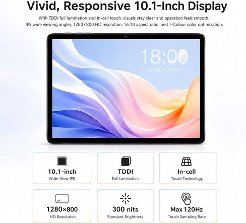 TECLAST 10.1" P30T Android 16 Tablet, Octa-core,16GB+128GB with Stylus | 120Hz IPS,Widevine L1, GPS, 6000mAh, Parental Control, Dual Speakers, GMS, Ideal for Study, Entertainment, Gaming & Gift in Kuwait