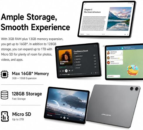 TECLAST 10.1" P30T Android 16 Tablet, Octa-core,16GB+128GB with Stylus | 120Hz IPS,Widevine L1, GPS, 6000mAh, Parental Control, Dual Speakers, GMS, Ideal for Study, Entertainment, Gaming & Gift in Kuwait