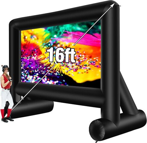 20 Feet Inflatable Movie Screen Outdoor Theater Blow Up Projection Screen with Carry Bag Blower for Front and Rear Projection Home Theater Backyard Pool Fun in Saudi Arabia