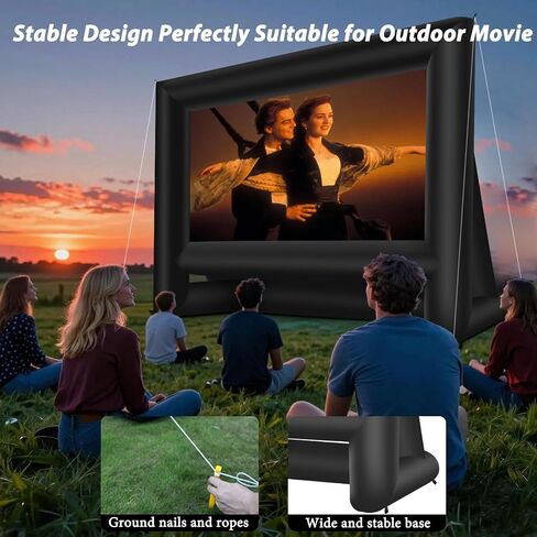20 Feet Inflatable Movie Screen Outdoor Theater Blow Up Projection Screen with Carry Bag Blower for Front and Rear Projection Home Theater Backyard Pool Fun in Kuwait