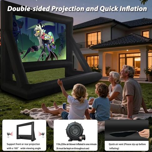 20 Feet Inflatable Movie Screen Outdoor Theater Blow Up Projection Screen with Carry Bag Blower for Front and Rear Projection Home Theater Backyard Pool Fun in Kuwait