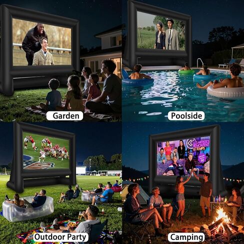 20 Feet Inflatable Movie Screen Outdoor Theater Blow Up Projection Screen with Carry Bag Blower for Front and Rear Projection Home Theater Backyard Pool Fun in Kuwait