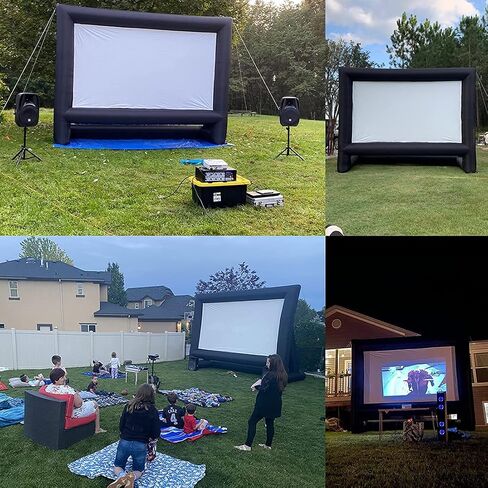 20 Feet Inflatable Movie Screen Outdoor Theater Blow Up Projection Screen with Carry Bag Blower for Front and Rear Projection Home Theater Backyard Pool Fun in Kuwait