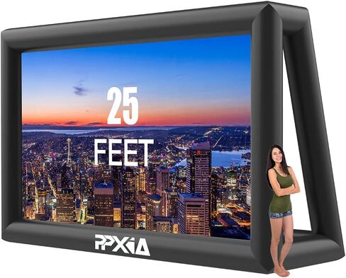Inflatable Movie Screen Outdoor Projector Screen for Outside 25ft, Large Blow Up Screens Front and Rear Projection with Air Blower, Best for Movie Nights Backyard Home Theater in Saudi Arabia